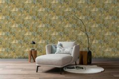 600643 cikkszámú tapéta,  Rasch Cozy Living tapéta katalógusából Természeti mintás,kék,narancs-terrakotta,szürke,zöld,lemosható,vlies tapéta