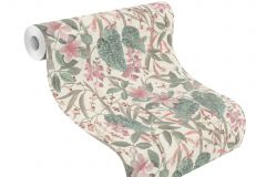538212 cikkszámú tapéta,  Rasch Curiosity tapéta katalógusából Természeti mintás,textil hatású,virágmintás,barna,fehér,pink-rózsaszín,szürke,zöld,lemosható,vlies tapéta