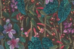 538236 cikkszámú tapéta,  Rasch Curiosity tapéta katalógusából Természeti mintás,textil hatású,virágmintás,barna,fekete,kék,lila,pink-rózsaszín,zöld,lemosható,vlies tapéta