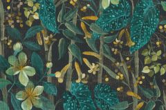 538243 cikkszámú tapéta,  Rasch Curiosity tapéta katalógusából Természeti mintás,textil hatású,virágmintás,bézs-drapp,fekete,kék,sárga,zöld,lemosható,vlies tapéta