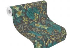 538243 cikkszámú tapéta,  Rasch Curiosity tapéta katalógusából Természeti mintás,textil hatású,virágmintás,bézs-drapp,fekete,kék,sárga,zöld,lemosható,vlies tapéta