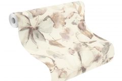 481235 cikkszámú tapéta,  Rasch Florentine 4 tapéta katalógusából Rajzolt,textil hatású,virágmintás,bézs-drapp,fehér,lila,szürke,lemosható,vlies tapéta