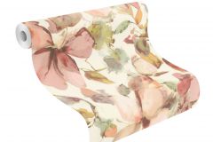 481259 cikkszámú tapéta,  Rasch Florentine 4 tapéta katalógusából Rajzolt,textil hatású,virágmintás,fehér,pink-rózsaszín,zöld,lemosható,vlies tapéta