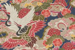 409352 cikkszámú tapéta,  Rasch Kimono tapéta katalógusából Virágmintás,állatok,kék,piros-bordó,zöld,lemosható,vlies tapéta