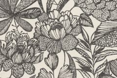 555325 cikkszámú tapéta,  Rasch Lirico tapéta katalógusából Rajzolt,természeti mintás,textil hatású,virágmintás,bézs-drapp,fehér,fekete,vajszín,lemosható,vlies tapéta