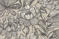 555332 cikkszámú tapéta,  Rasch Lirico tapéta katalógusából Rajzolt,természeti mintás,textil hatású,virágmintás,barna,bézs-drapp,fekete,szürke,lemosható,vlies tapéta