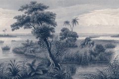 556117 cikkszámú tapéta,  Rasch Lirico tapéta katalógusából állatok,rajzolt,tájkép,természeti mintás,textil hatású,bézs-drapp,kék,szürke,vajszín,vlies panel, fotótapéta