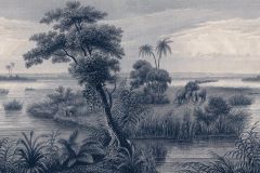 556124 cikkszámú tapéta,  Rasch Lirico tapéta katalógusából állatok,rajzolt,tájkép,természeti mintás,textil hatású,bézs-drapp,kék,szürke,vajszín,vlies panel, fotótapéta