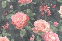215014 cikkszámú tapéta,  Rasch Sansa tapéta katalógusából állatok,virágmintás,pink-rózsaszín,szürke,zöld,gyengén mosható,papír tapéta
