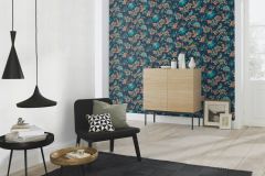 710533 cikkszámú tapéta,  Rasch Sophia tapéta katalógusából Virágmintás,kék,narancs-terrakotta,türkiz,lemosható,vlies tapéta