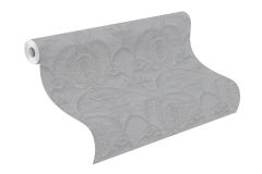 532128 cikkszámú tapéta,  Rasch Trianon XIII tapéta katalógusából Barokk-klasszikus,dekor,különleges felületű,textil hatású,textilmintás,ezüst,gyöngyház,szürke,lemosható,vlies tapéta