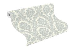 570533 cikkszámú tapéta,  Rasch Trianon XIII tapéta katalógusából Barokk-klasszikus,természeti mintás,textil hatású,textilmintás,virágmintás,kék,szürke,vajszín,lemosható,vlies tapéta