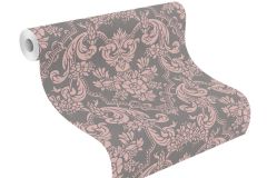 570649 cikkszámú tapéta,  Rasch Trianon XIII tapéta katalógusából Barokk-klasszikus,természeti mintás,textil hatású,textilmintás,virágmintás,pink-rózsaszín,szürke,lemosható,vlies tapéta