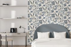 M45801 cikkszámú tapéta,  Ugepa Elegance tapéta katalógusából Virágmintás,fehér,kék,lemosható,vlies tapéta